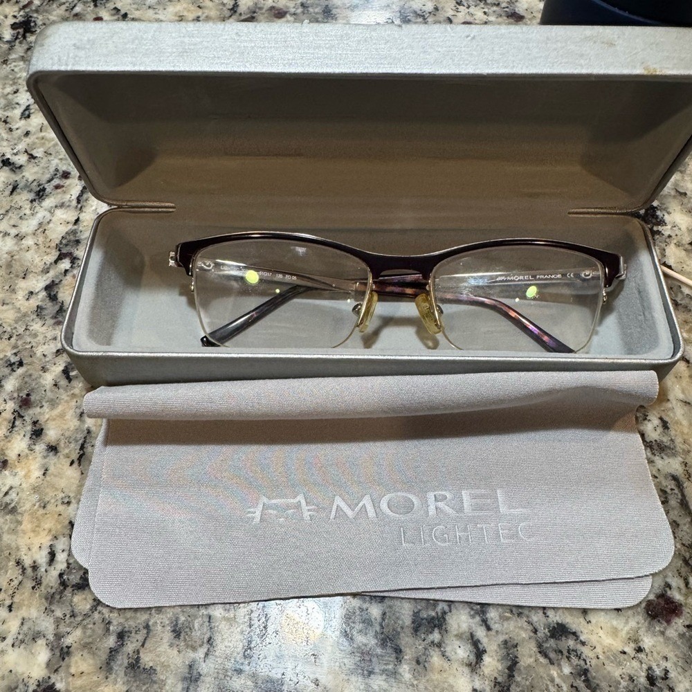Morel Lightec Eyeglasses with Case semi-rimless frames only France 51 mm